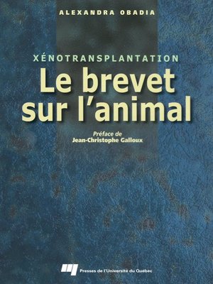 cover image of Le brevet sur l'animal